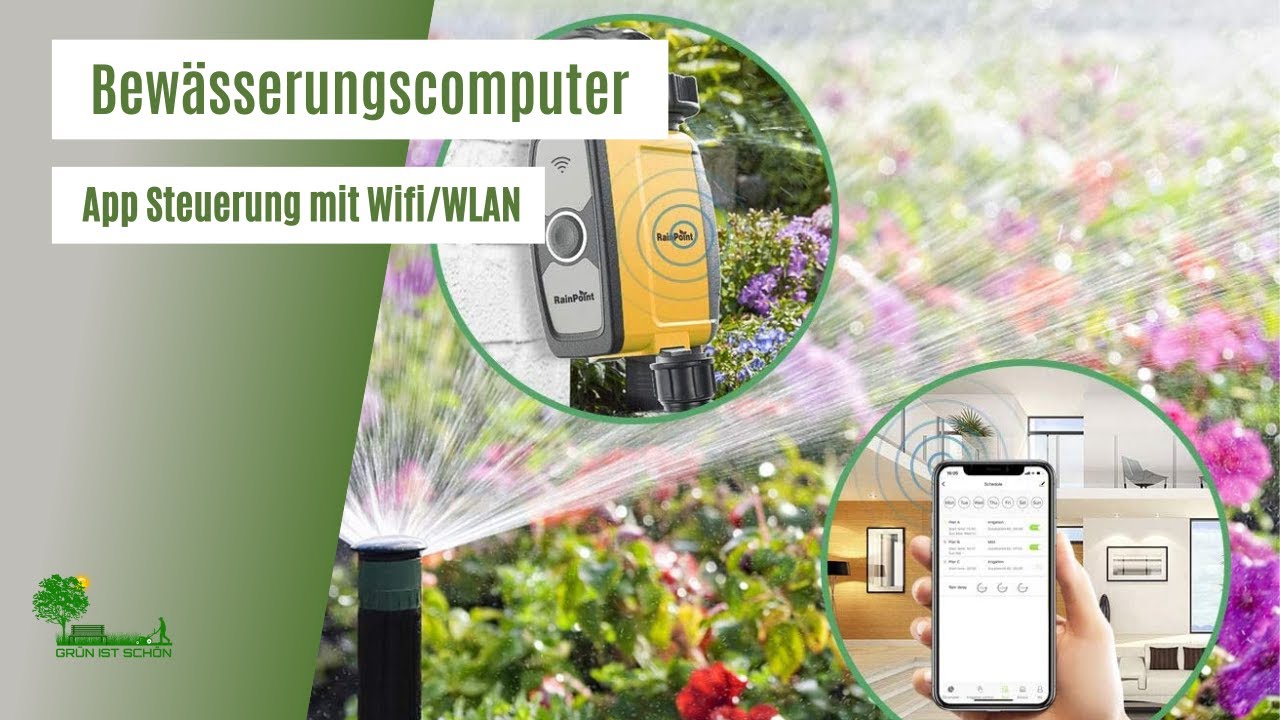 Gartenbewässerungssystem, WiFi/WLAN Steuerung, Gartenbewässerung für den Rasen, Bewässerungscomputer