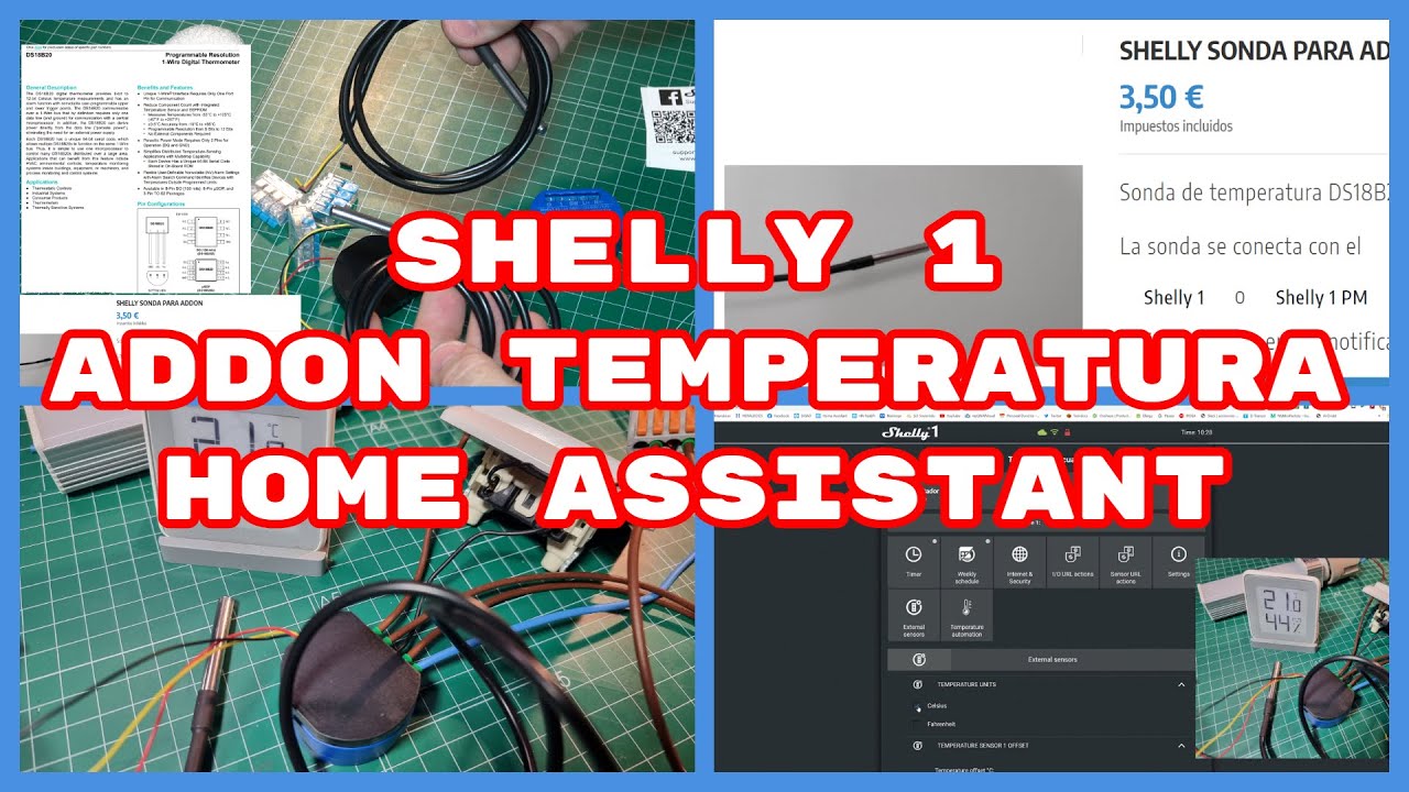 Shelly 1 con Addon para Temperatura. Home Assistant (#4K)