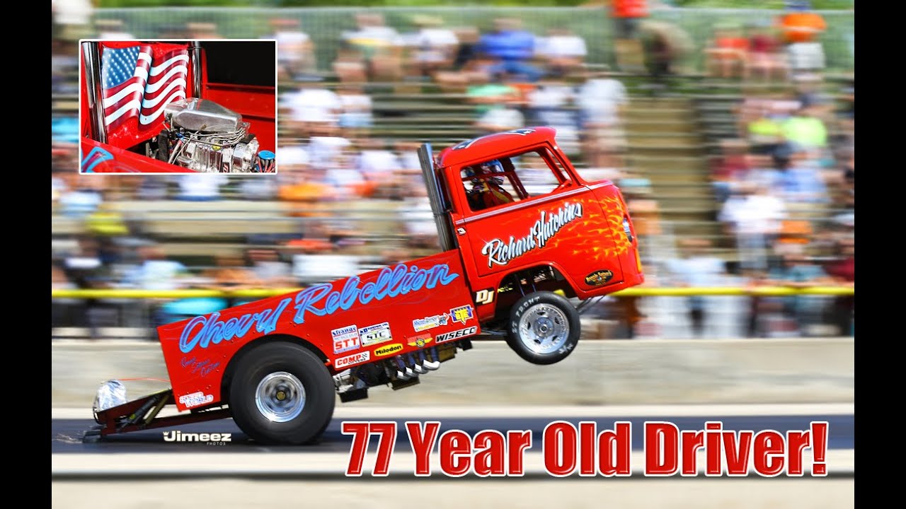 77 YRS OLD! 1/4 MILE WHEELSTANDER LEGEND! RICHARD HUTCHINS! BLOWN CHEVY REBELLION VW!