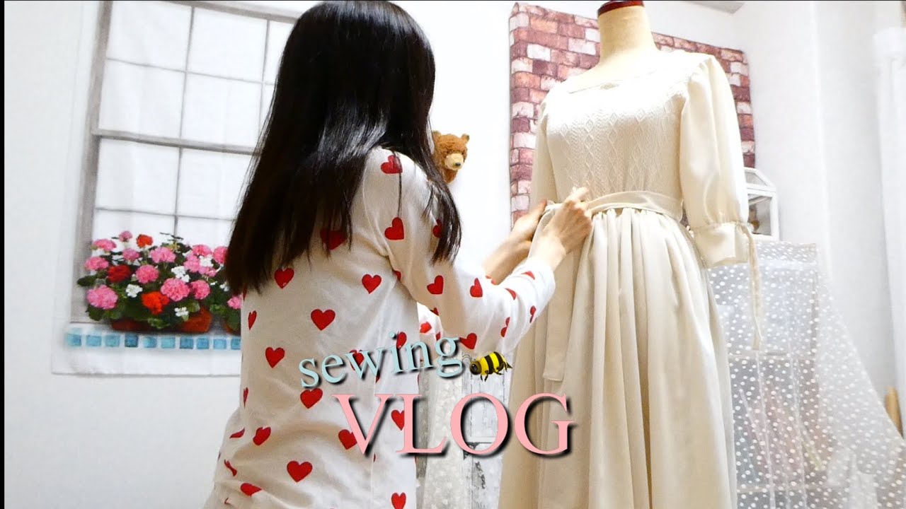 ニット生地でドッキングワンピースを作る👗 making a docking dress/菜の花🌼もさエビ🦐貸し切り一人いちご狩り🍓