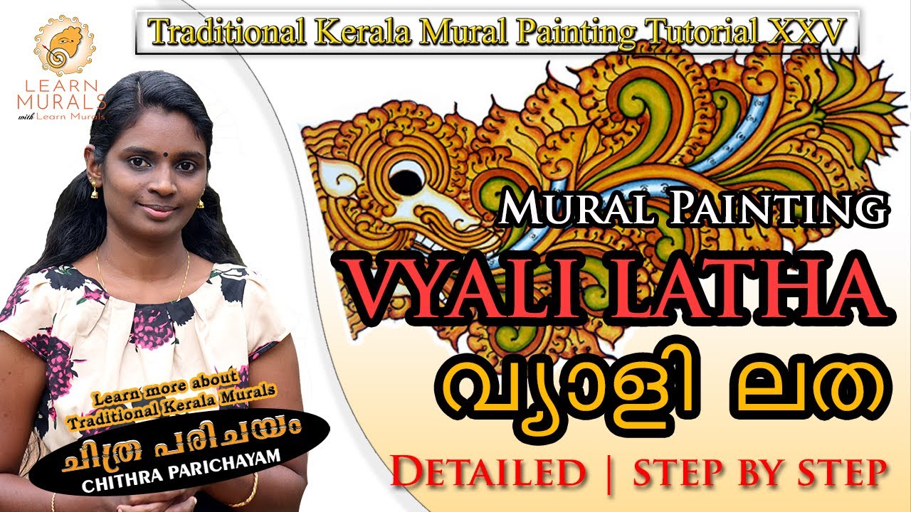 Vyali Latha/ Kerala mural painting tutorial/Step by step/Learn murals