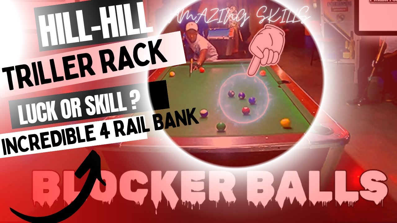 HILL-HILL THRILLER RACK + 12 TEN(10) BALL POOL TIPS TO SUPERCHARGE YOU GAME! Unexpected 4 rail bank!