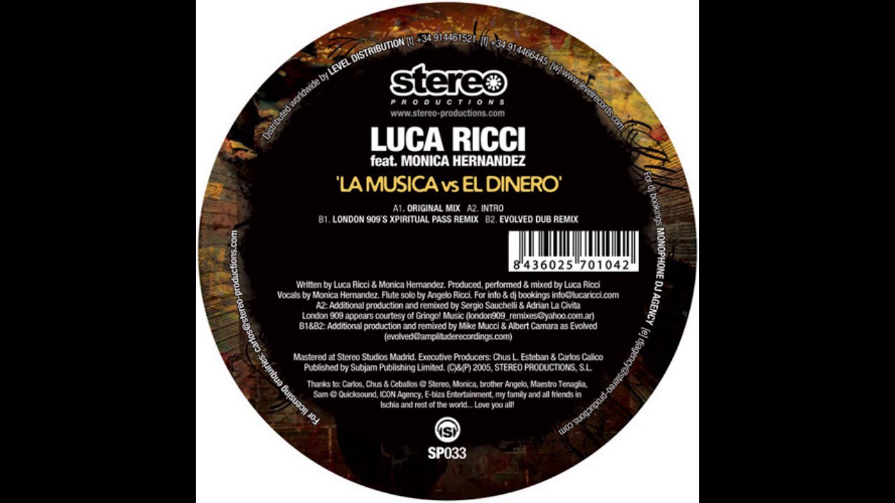 Luca Ricci ‎– La Musica vs El Dinero (Evolved Dub Remix) [HD]