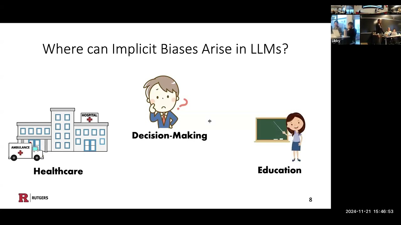 Dr. Sharon Levy (Rutgers). Discovering Implicit Social Biases in Large Language Models.