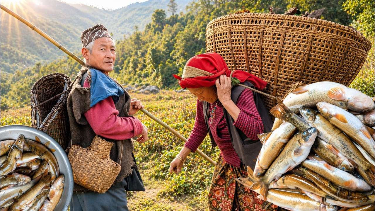 Simple Village Life in Nepal | Organic Living, Fresh Local Fish & Peaceful Mountain Lifestyle.