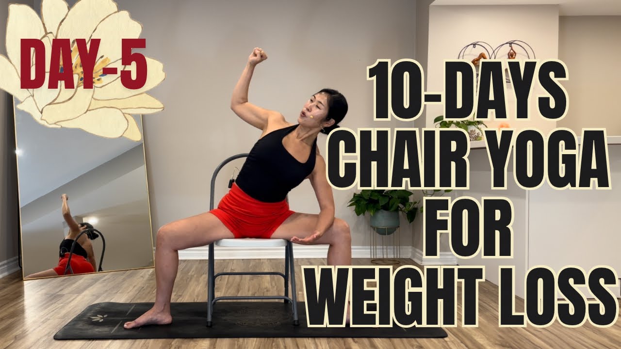 15 Mins 10-Days Chair Yoga For Weight Loss Series | Day-5