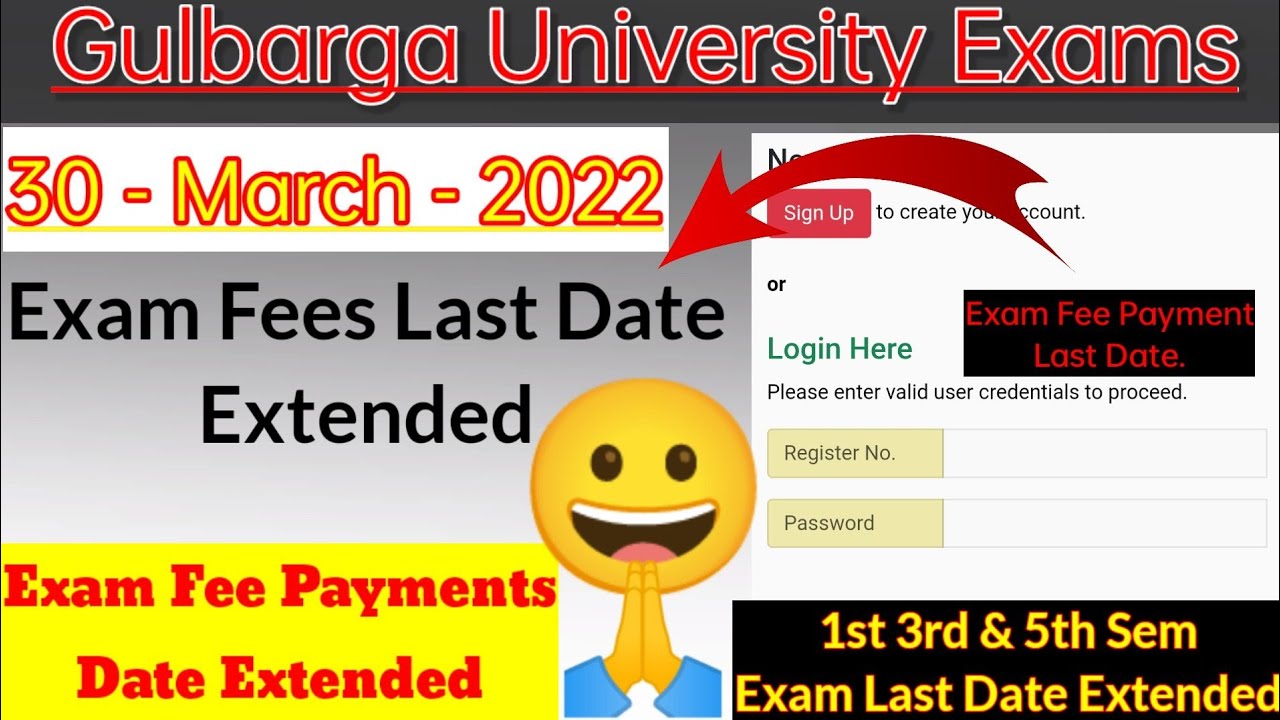 Gulbarga University Kalburgi Exam Fees Last Date Extended @EA_QPK #qpk #gulbarga #gug