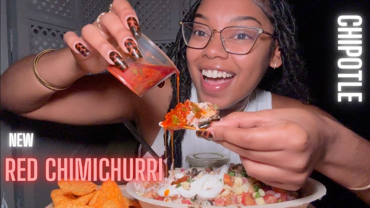Чаша чипотле с новым красным соусом чимичурри | Обзор Mukbang