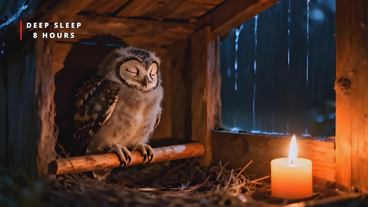 Owl's Rainy Night: 8 Hours of Deep Sleep! 🦉