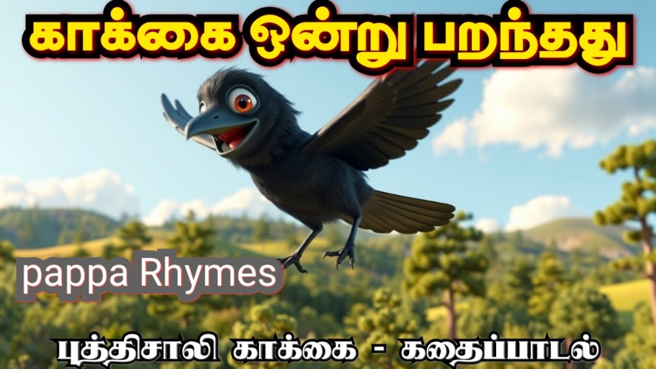 காக்கை ஒன்று பறந்தது | பாப்பா பாட்டு | புத்திசாலி காக்கை - கதைப்பாடல் #kidssongs #rhymes  #babysongs