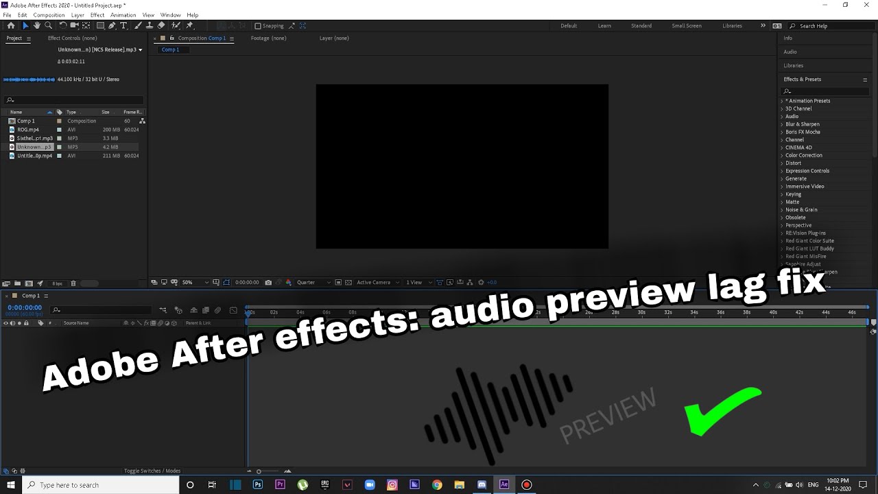 Adobe After Effects: HOW TO FIX AUDIO PREVIEW LAG. JUST IN 30SEC.