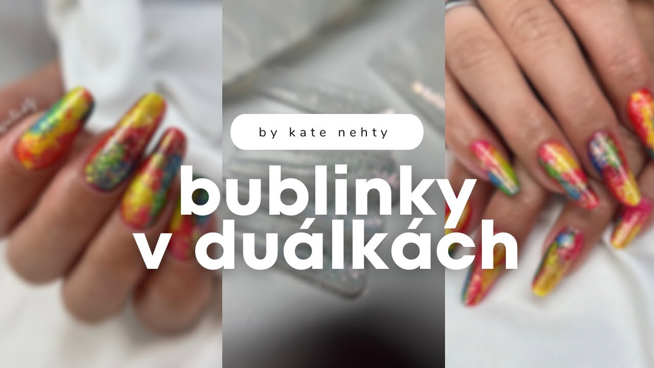 Tyhle nehty mě málem přivedly k šílenství 🤪😁 bublinkové barevné nehty duálkami 💅🏻 | Kate nehty