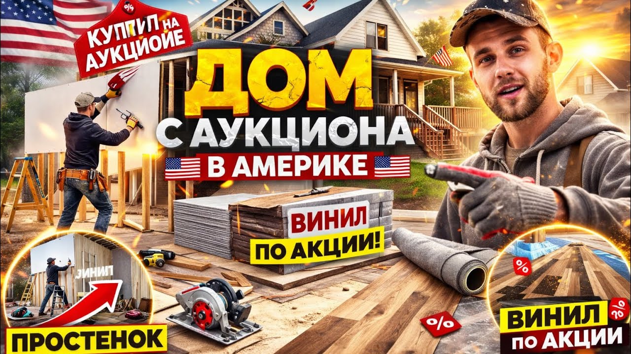 Купил дом с аукциона в США | Простенок, гипсокартон и винил по акции