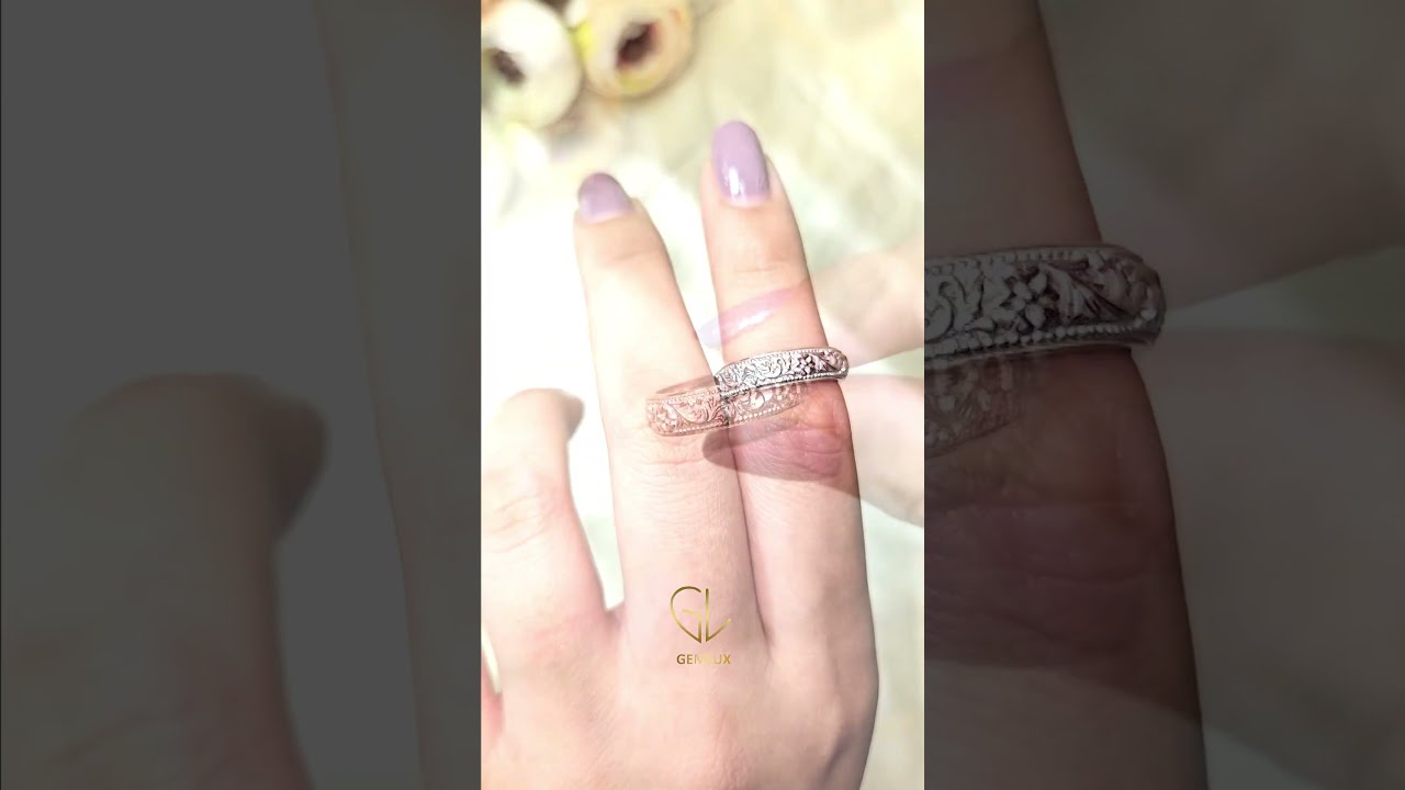 Milgrain & Filigree Vintage Flower Inspired Art Deco Wedding Band #weddingband #vintagering