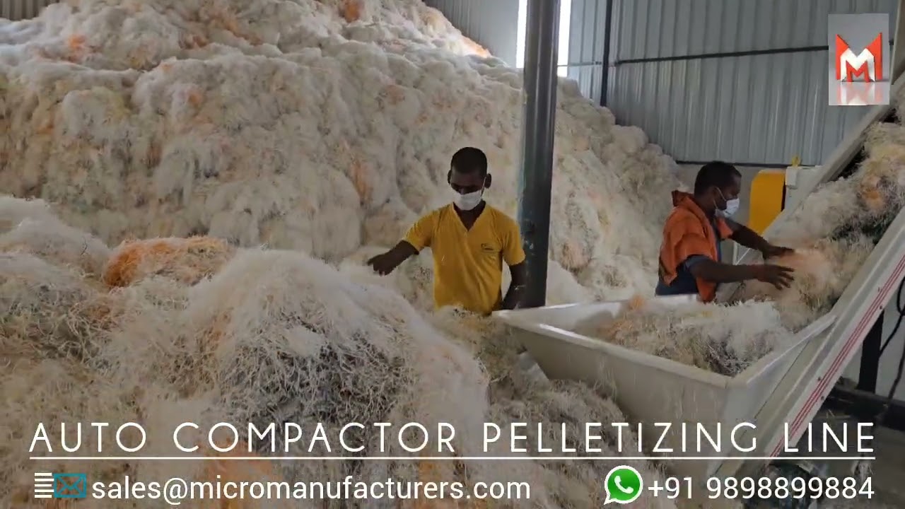 Raffia PP Woven Bag Recycling: Compactor Double Stage Pelletizing Line