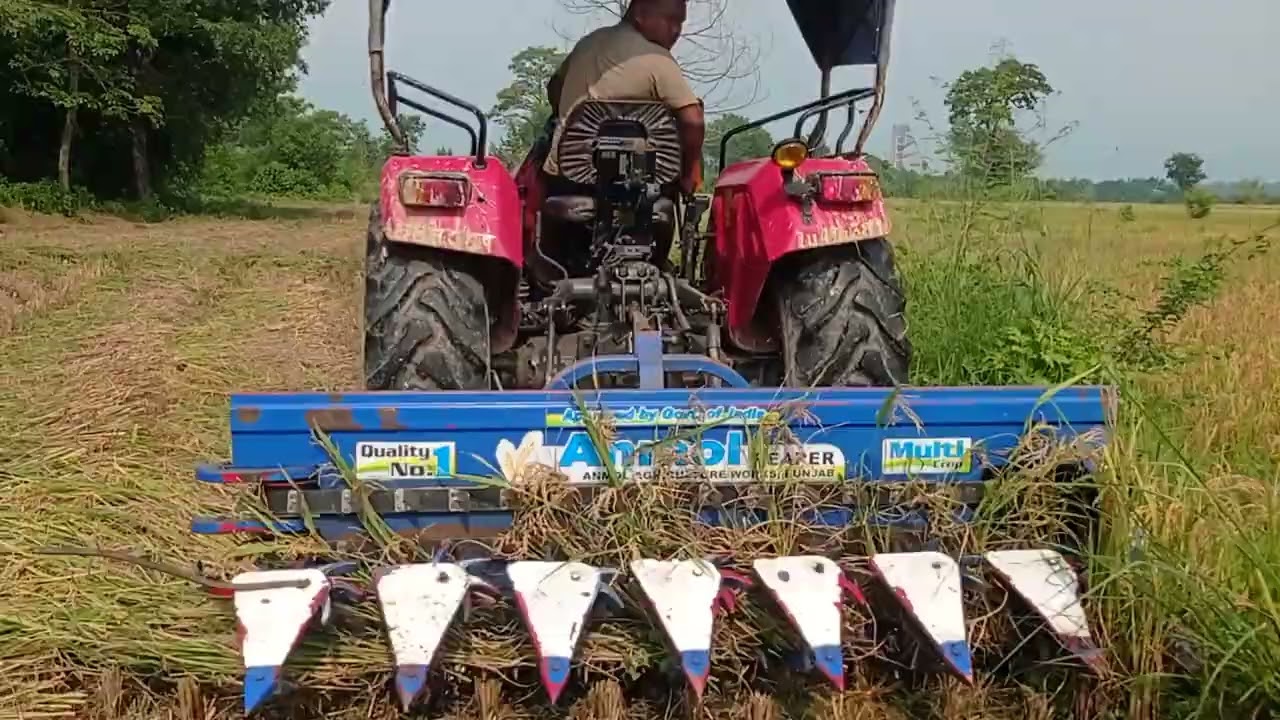 Tractor back Mounted multi crop reaper wheat cutter machine inNepal