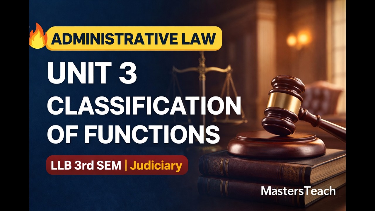 Administrative Law Unit 3 | Classification of Administrative Functions | Delegated Legislation |