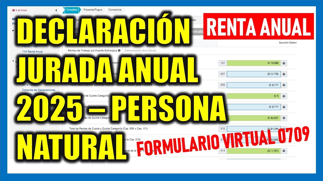 Declaraci&oacute;n Anual 2025 Persona Natural - Formulario Virtual 709 Renta Anual SUNAT