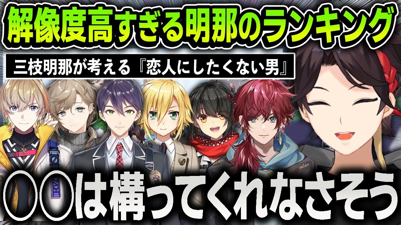 三枝明那の『恋人にしたくない男ランキング』が解像度高すぎて感心しながら耳を傾ける視聴者と男たち【切り抜き / にじさんじ】
