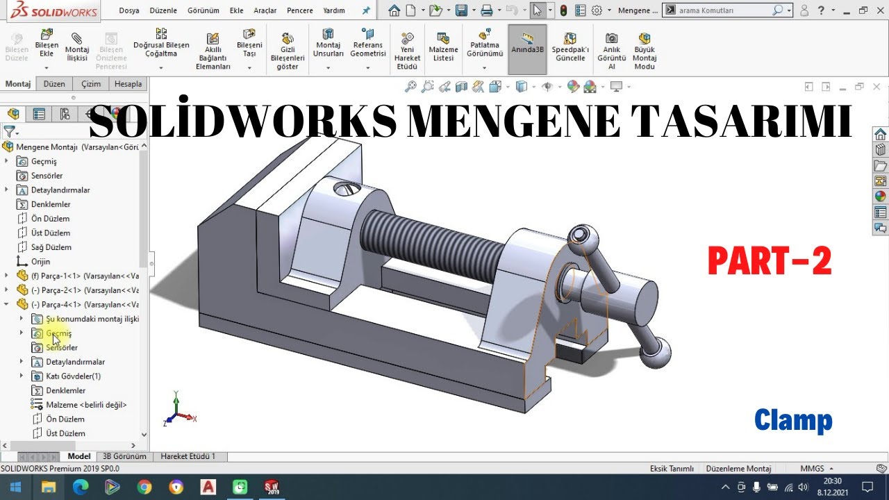SOLİDWORKS MENGENE TASARIMI(Clamp)  PART-2
