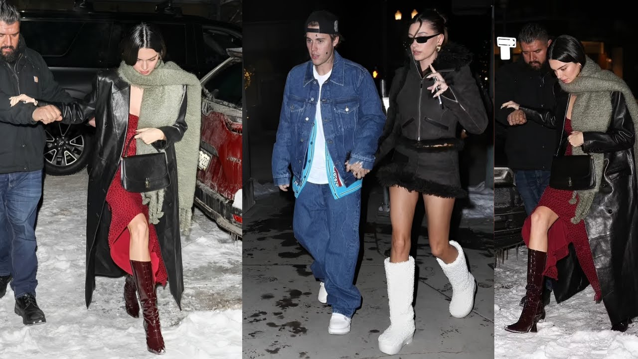 Justin Bieber and Hailey Bieber Hold hands Arrived to Dinner with Friend Kendall Jenner in Aspen.
