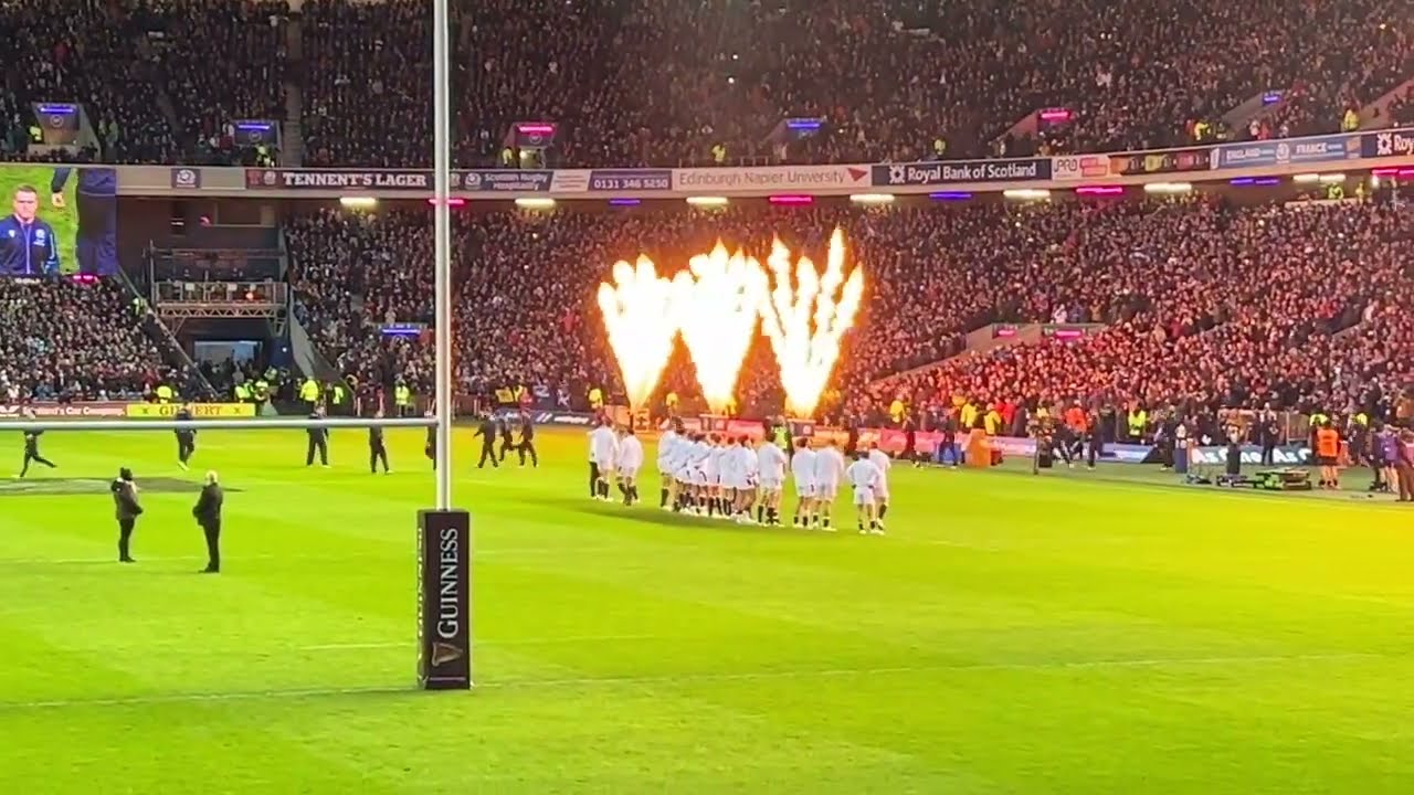Scotland 20 v 17 England -Rugby Six Nations. National Anthems Flower of Scotland, God Save the Queen