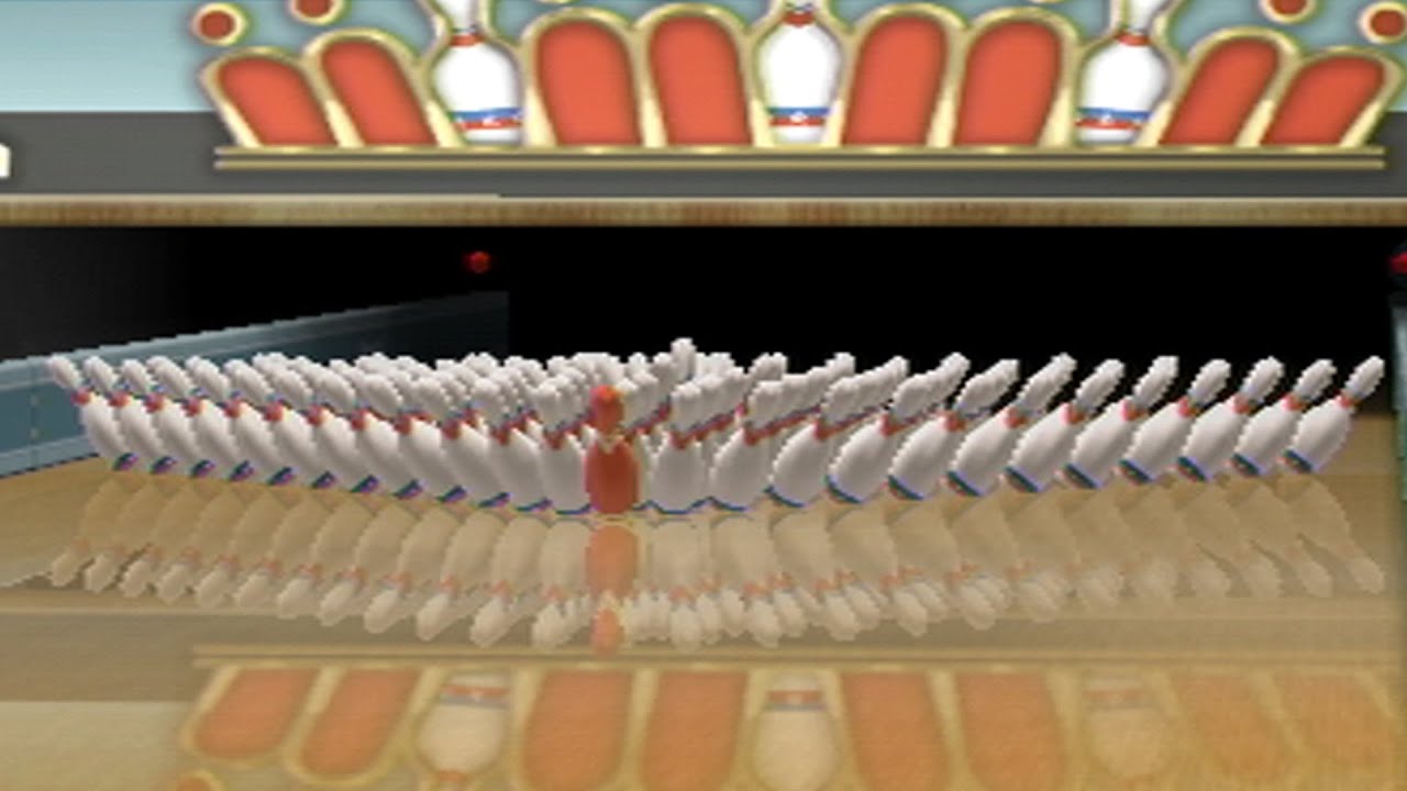 trying to cheat my way to a 3000 game on wii sports resort 100 pin challenge