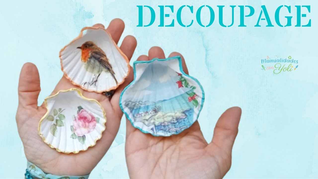 Ракушки с декупажем ♻️ Переработайте и украсьте бумажными лоскутками