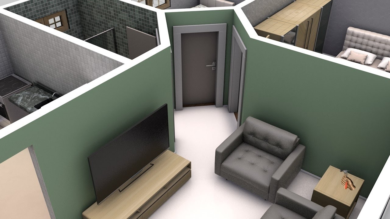 Planta de Casa Simples em 3D