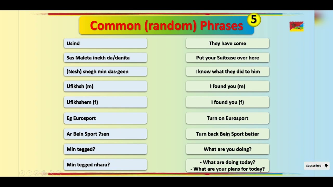 Common Daily Phrases in Tarifit | P. 5 | Learning Tharifith with Tuhami
