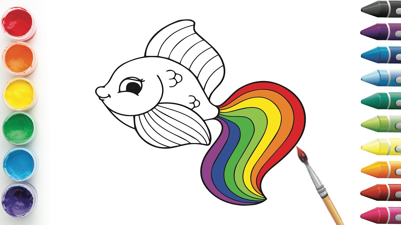 Draw and Color a Rainbow Fish | Kids Drawing and Coloring
