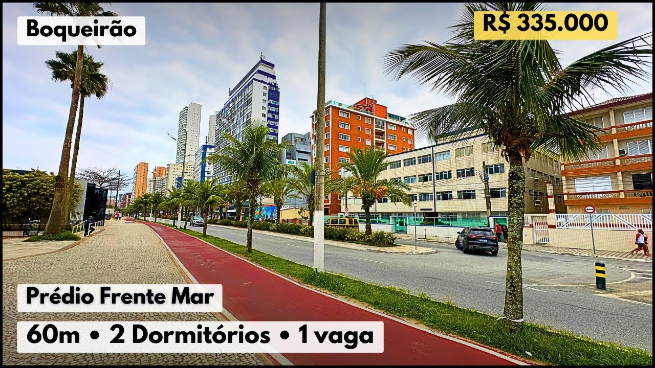 Apartamento mobiliado com 2 dormitórios em prédio frente mar no Boqueirão, Praia Grande