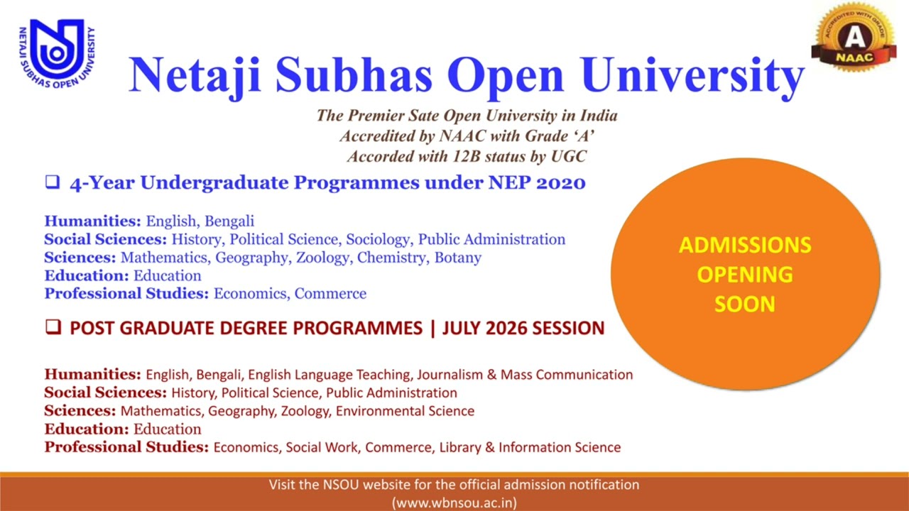 NSOU UG/PG ADMISSION 2025-2026 ll nsou ug new admission 2026 ll nsou pg new admission 2026 ll #nsou