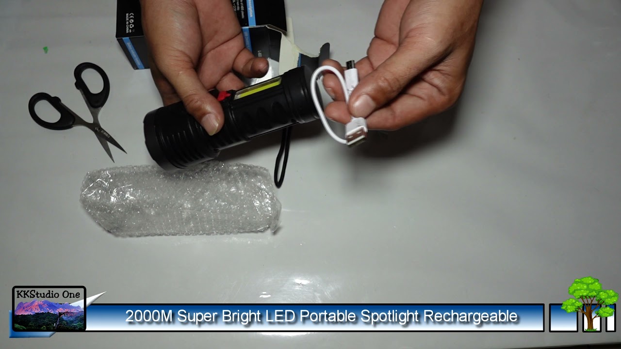 2000M High Power Super Bright LED Searchlight Outdoor Handheld Portable Spotlight Rechargeable