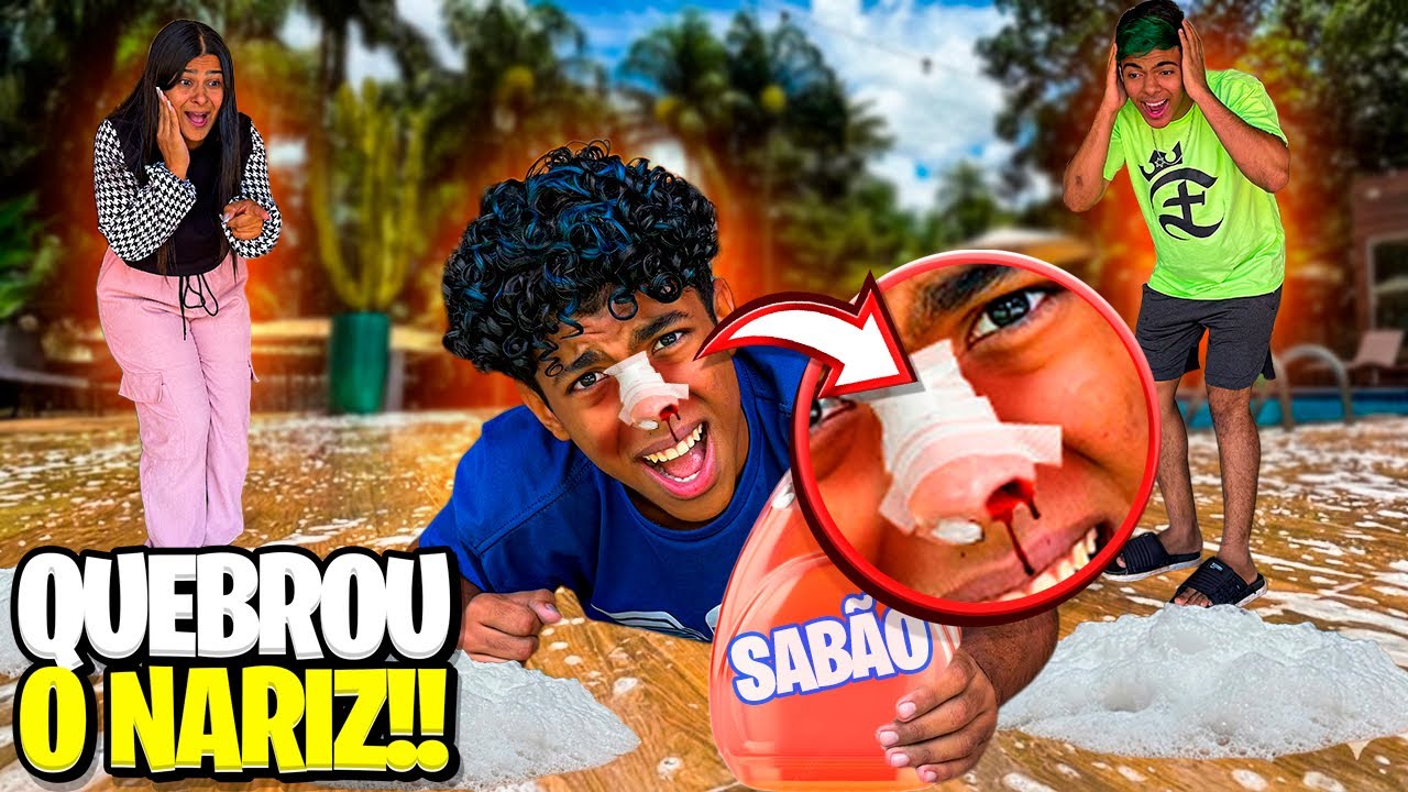 GABRIEL QUEBROU O NARIZ QUANDO ESTAVA CONSTRUINDO UM PARQUE AQUÁTICO!😨