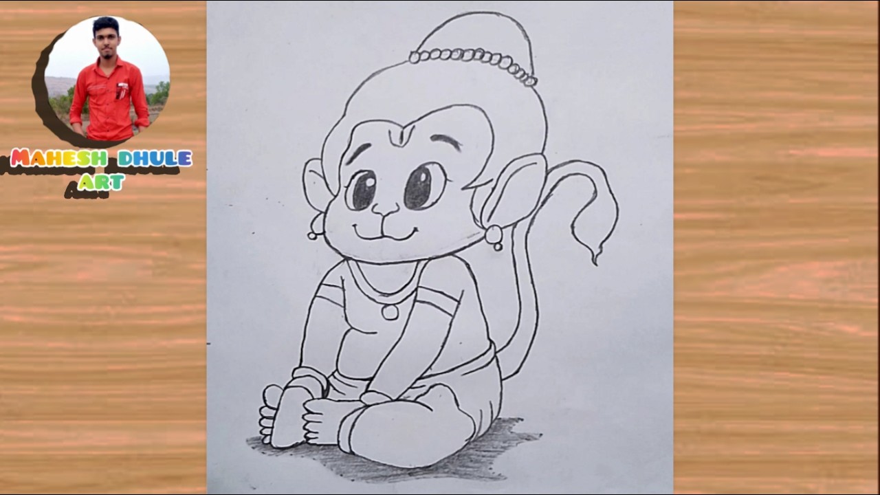 God Hanuman Drawing | Hanuman Pencil Sketch | Cute Bal Hanuman Easy