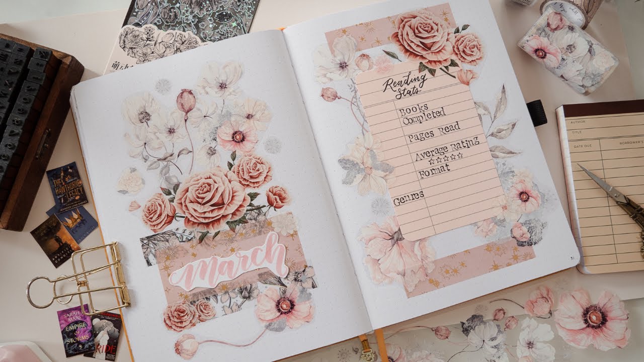March Reading Journal Spreads Setup + What I Read in February ✨📖📚