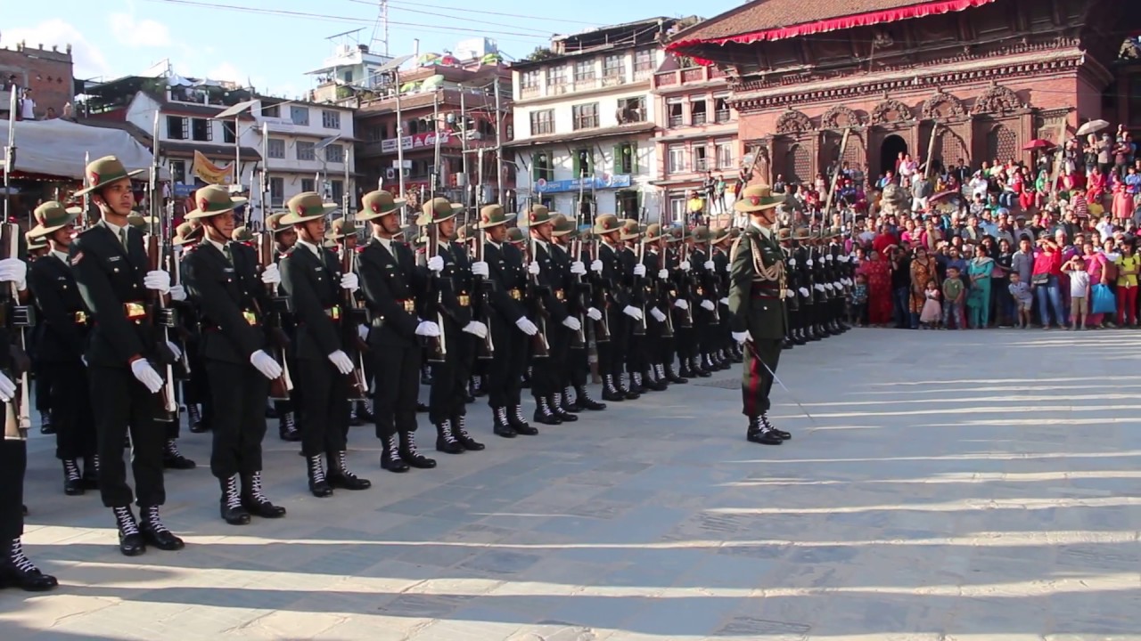 Nepali Army playing National Anthem of Nepal during IndraJatra Celebration