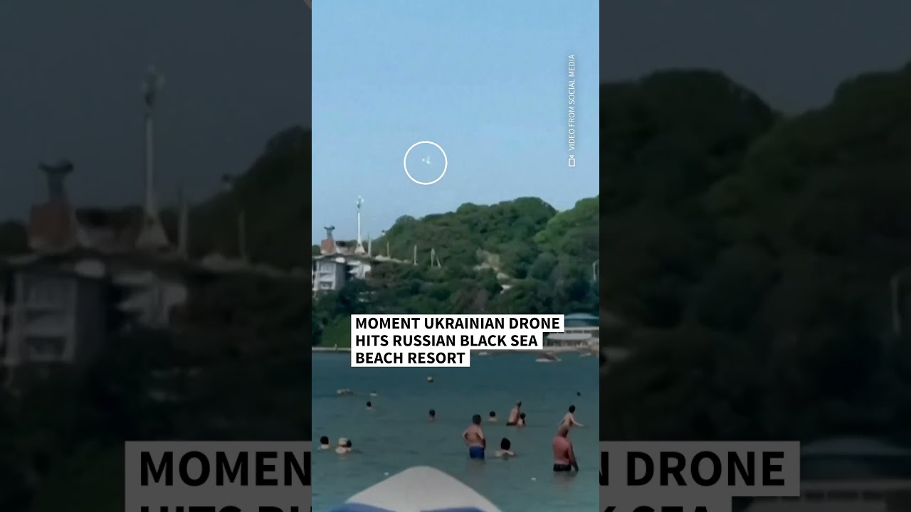 Moment Ukraine drone hits Russian Black Sea beach resort | AFP