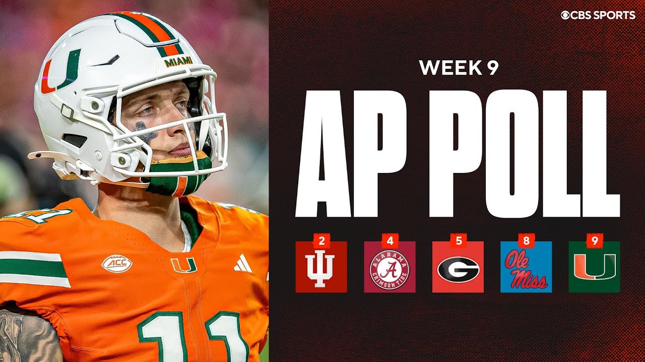 AP Top 25 Poll Released 🚨: Miami falls to No. 9, Alabama & Georgia back into Top 5