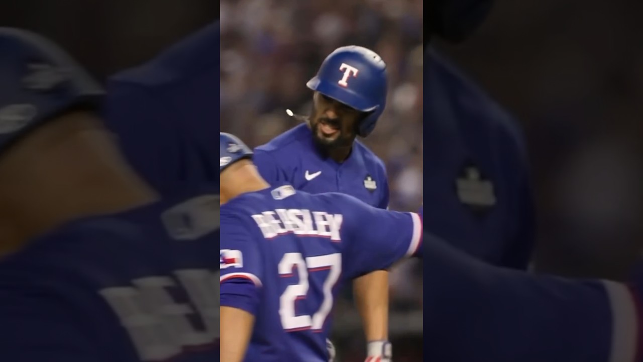 Marcus Semien’s neck jewelry was dancing at 2023 MLB World Series Rangers win over the Diamondbacks