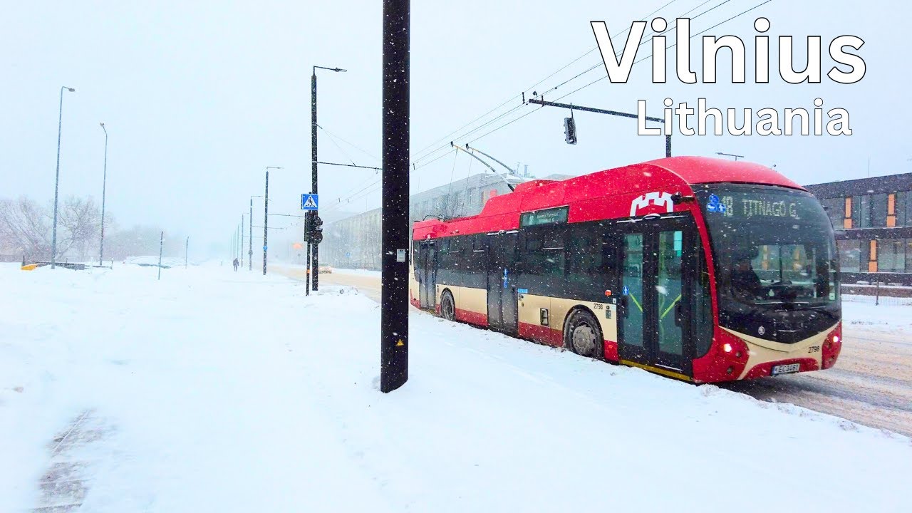 Walking in Record Snowfall in Vilnius, Lithuania