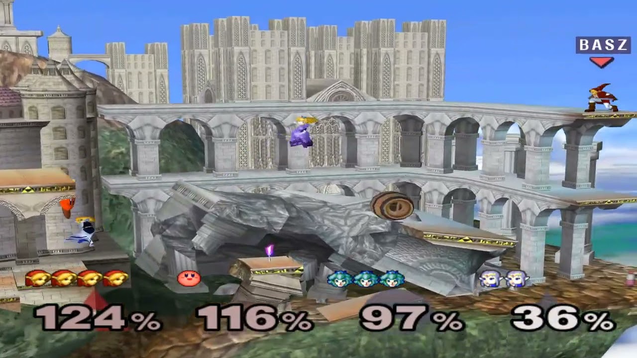 Super Smash Bros Melee (GCN) Special Request #7 - Link and Kirby VS Peach and Zelda