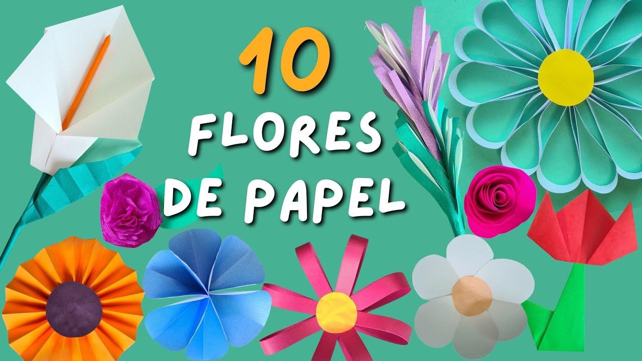 10 FLORES DE PAPEL FÁCEIS PASSO A PASSO para decorar na PRIMAVERA 2024