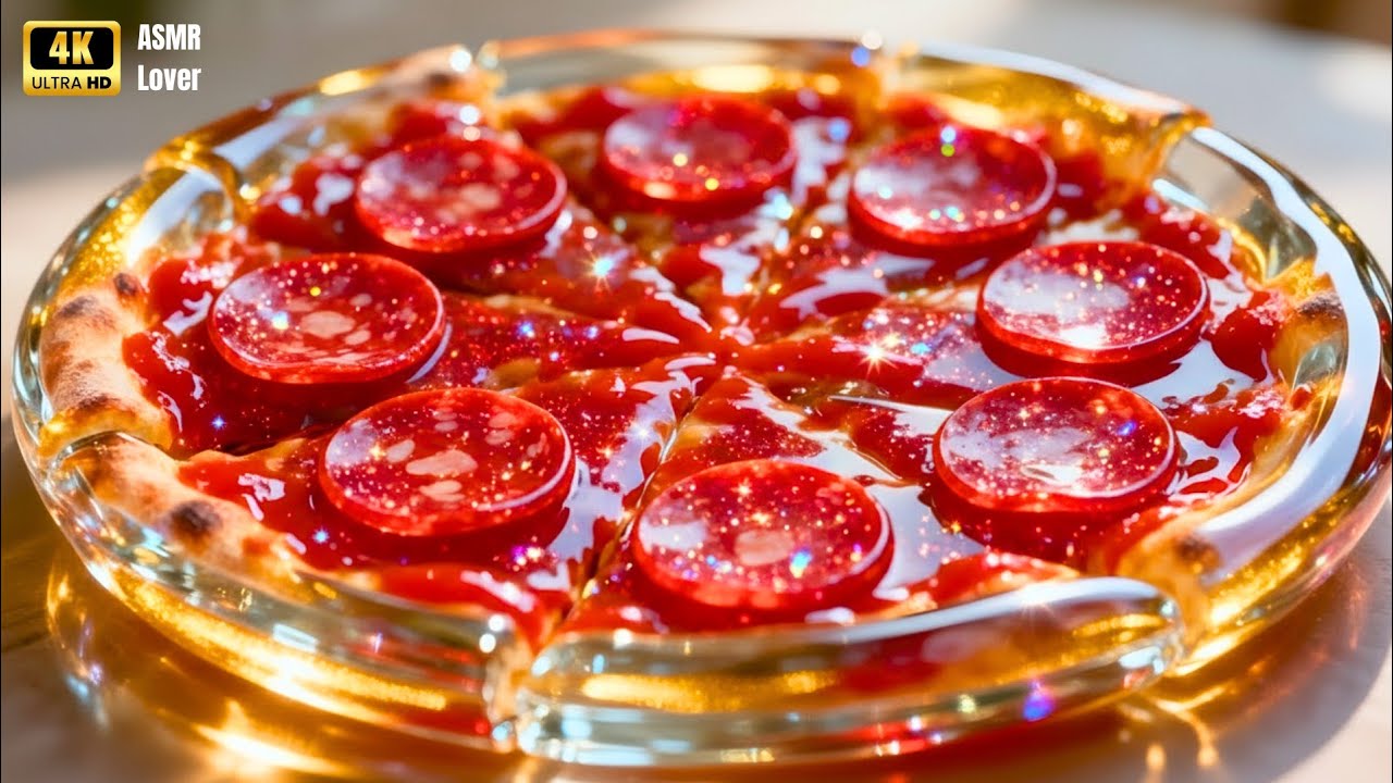 Making And Enjoying Glass Pepperoni Pizza 🍕!ASMRLover