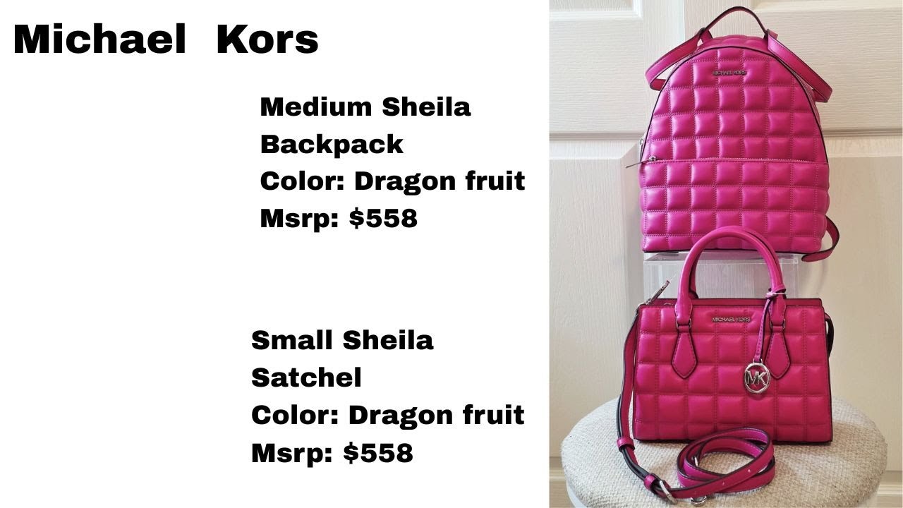 Authentic Michael Kors Sheila Medium Backpack, and Small satchel in color Dragon fruit set #MK #bags
