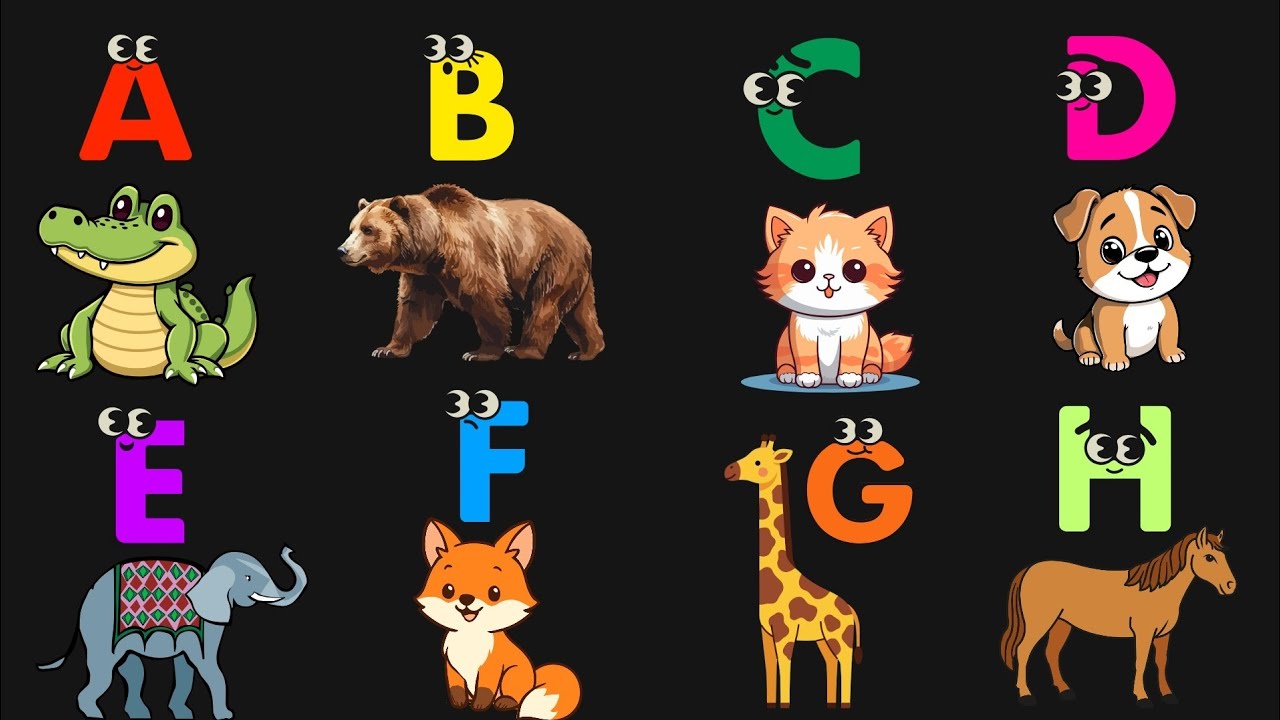 A to Z English Alphabet with Animals Sounds | ABC Animal Names and Real Sounds for Kids