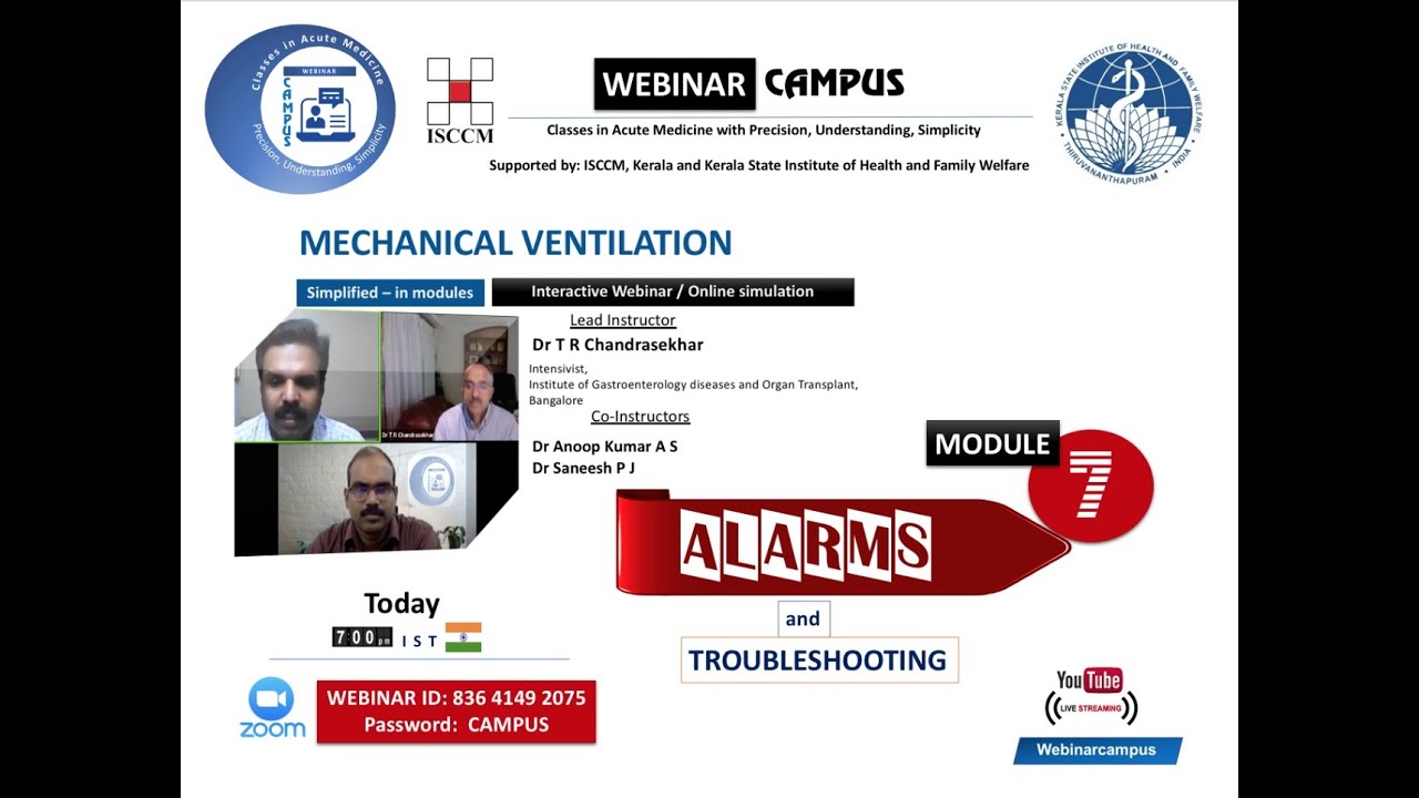 Alarms / Troubleshooting in Mechanical ventilation Module 7: Dr TR Chandrasekhar | webinarCAMPUS
