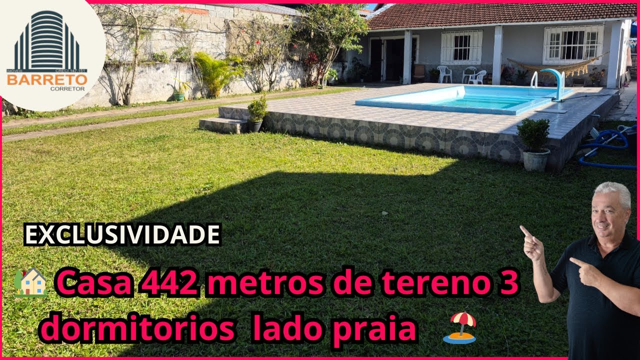 Casa a 200 metros da praia com 442 mts de terreno 3 dormitórios 380 mil