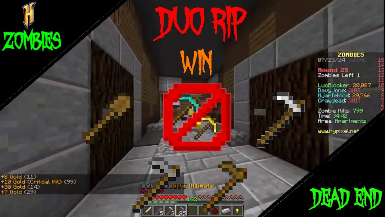 Hypixel Zombies | Winning Dead End Duo in RIP Difficulty without the Lucky Chest!